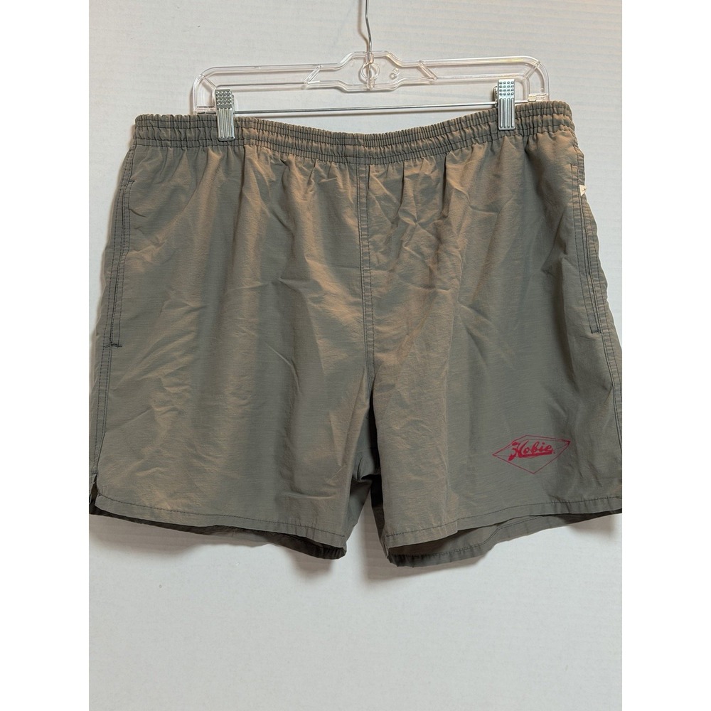 Vtg 80s Hobie Swim Trunks Mens L Gray Nylon Surf Board Shorts‎ Mesh Lined 177